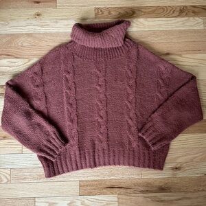 Blush Red Turtleneck Sweater
